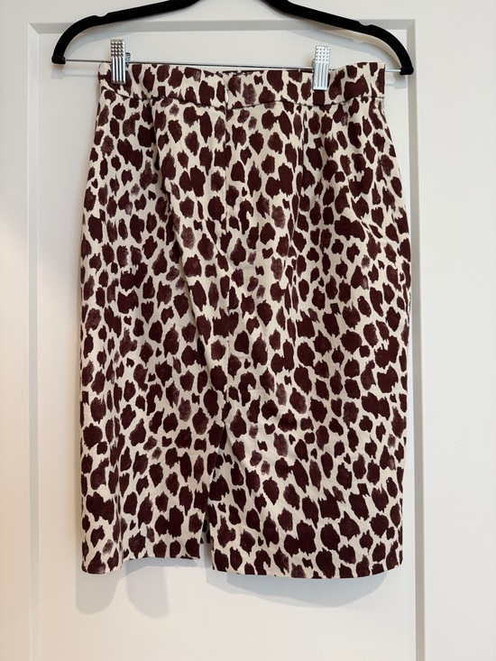 J. Crew Cream and Burgundy Leopard-Print Pencil Skirt - Picture 3 of 3